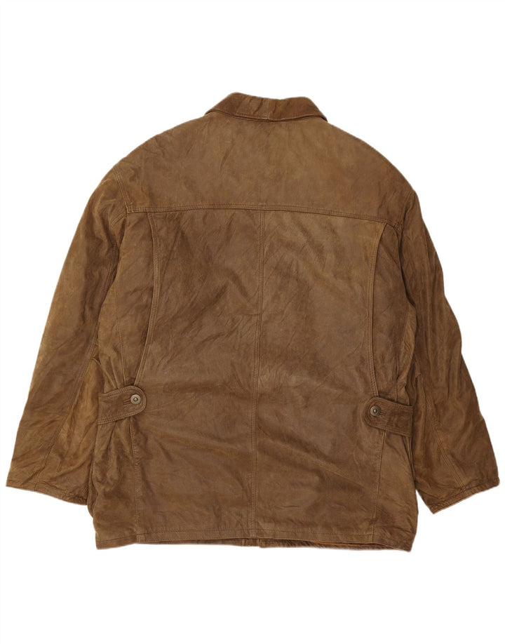 Jaqueta de couro masculina Essebi IT 54 2XL couro marrom