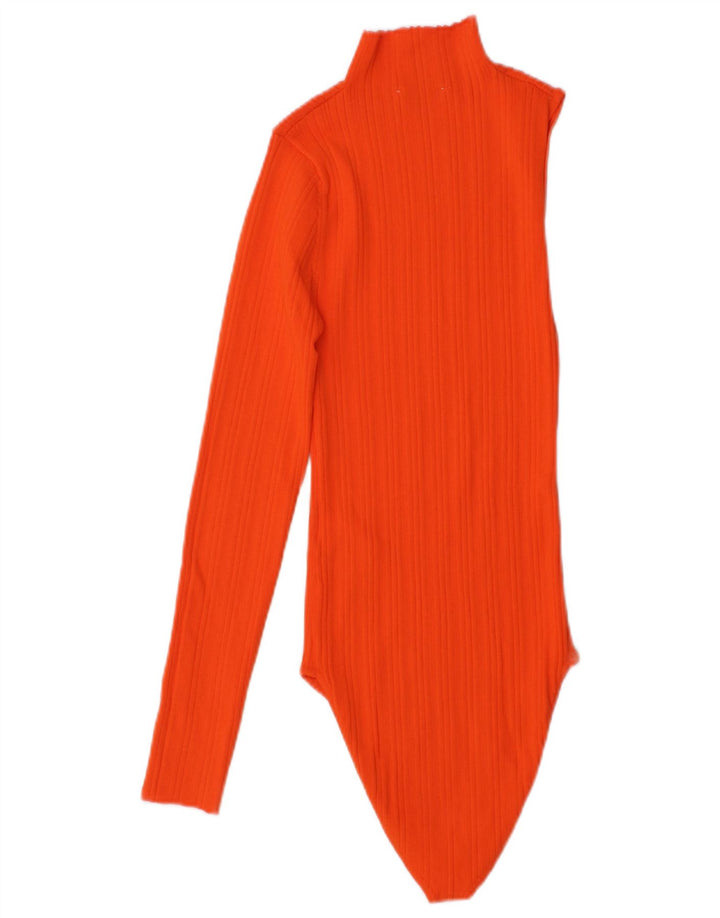 Body feminino de um ombro ZARA UK 12 nylon laranja médio