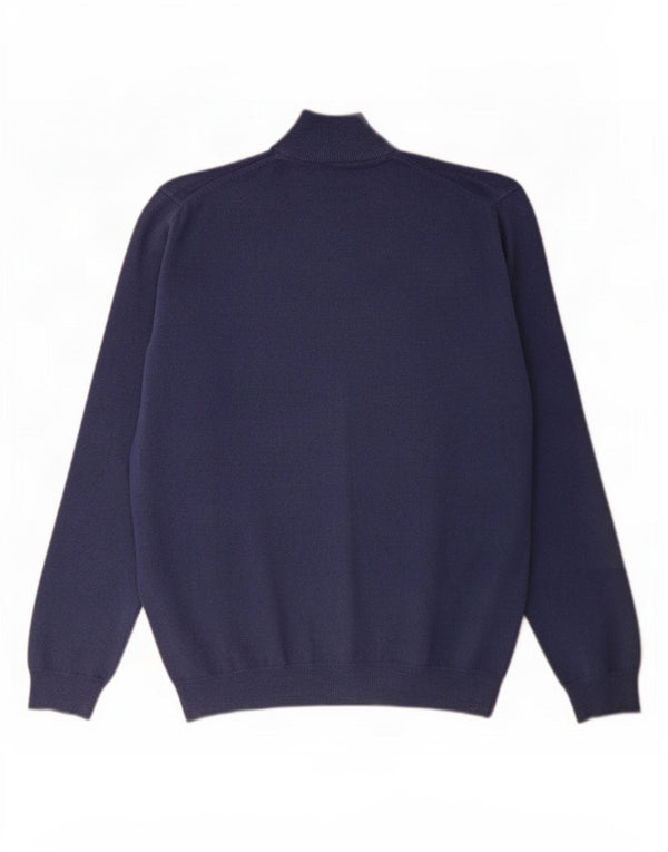 Suéter masculino Massimo Dutti com zíper e gola 2XL lã azul marinho