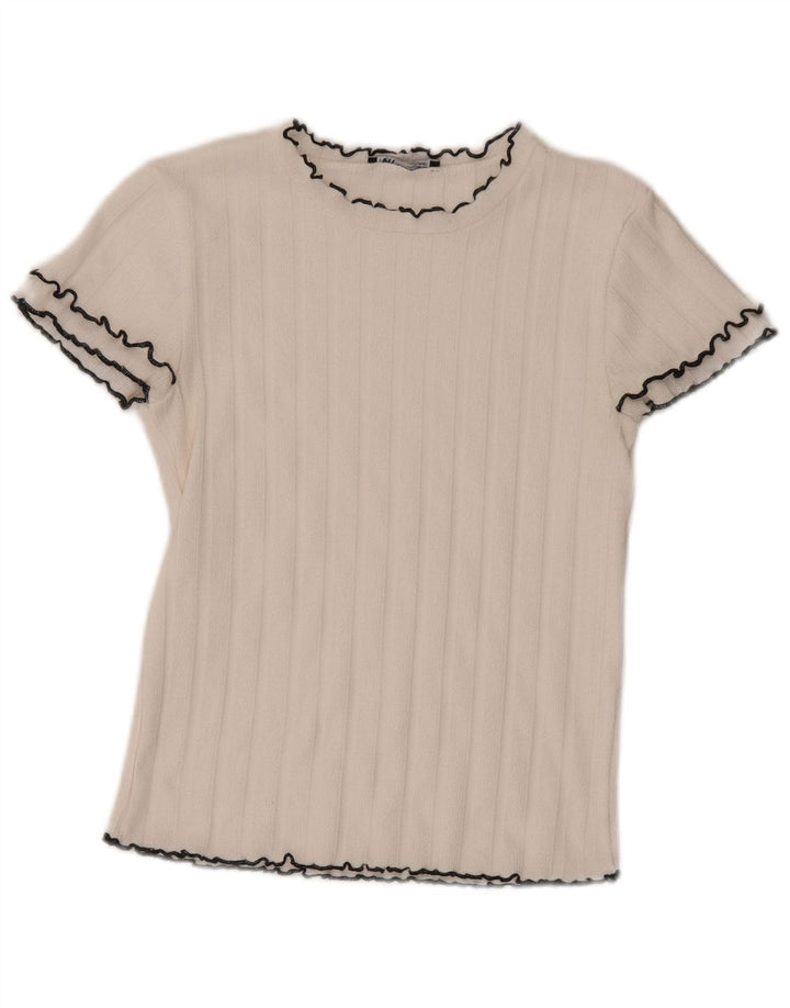 Camiseta feminina Zara UK 12 médio branco