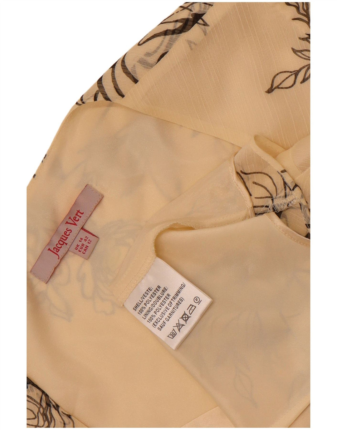 Blusa feminina Jacques Vert UK 14 grande poliéster floral branco