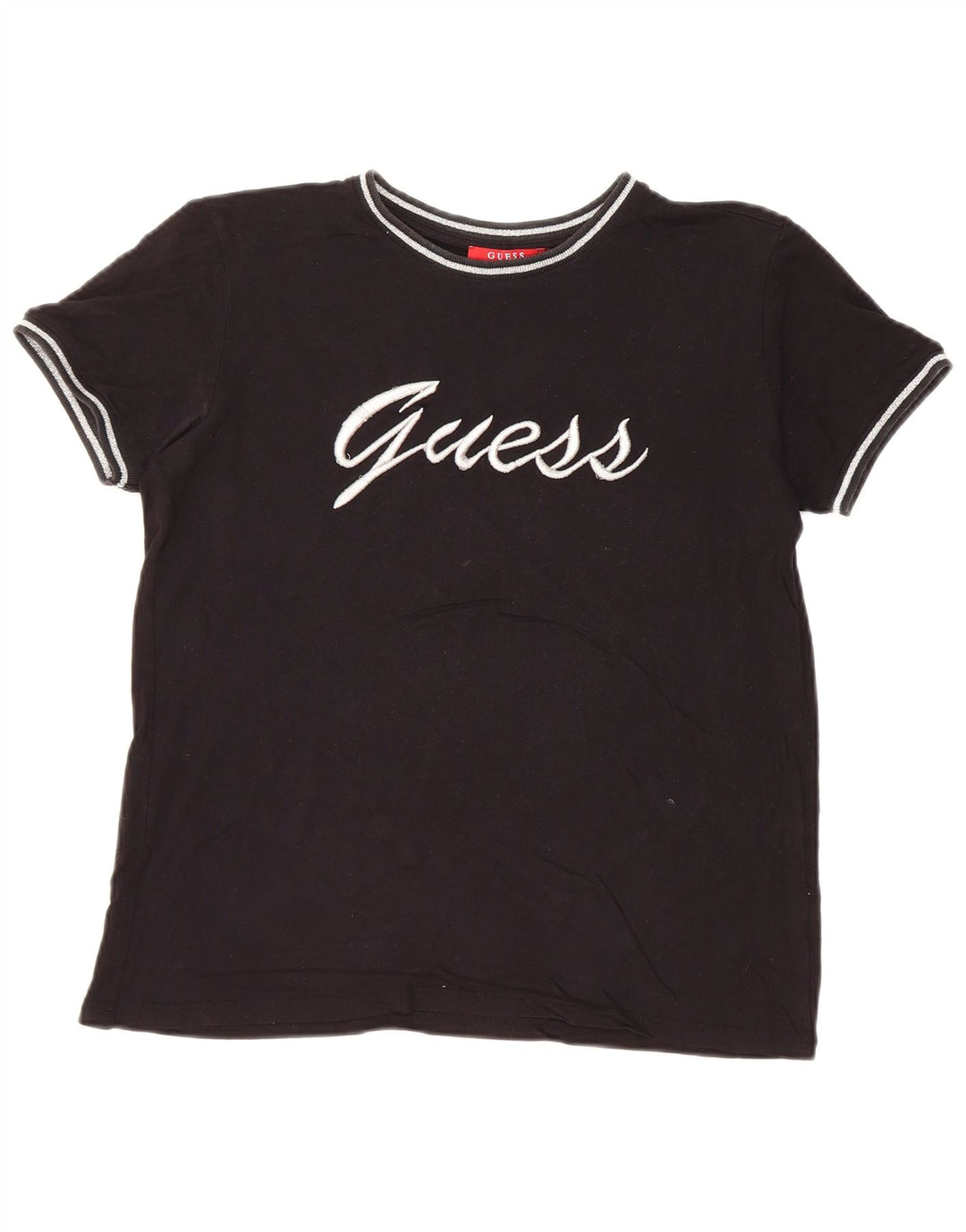 Camiseta feminina com estampa grande GUESS UK 6 XS preta