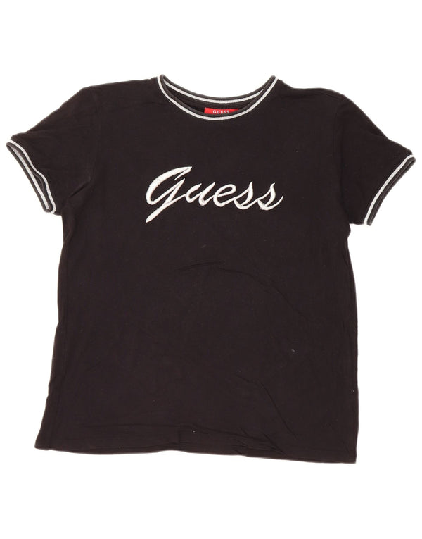Camiseta feminina com estampa grande GUESS UK 6 XS preta