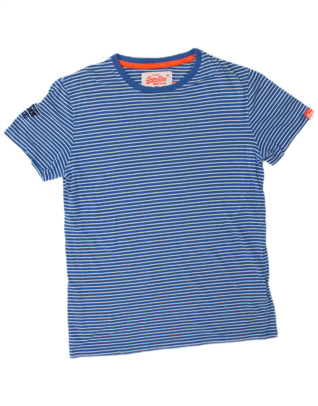 Camiseta masculina SUPERDRY top pequeno algodão listrado azul