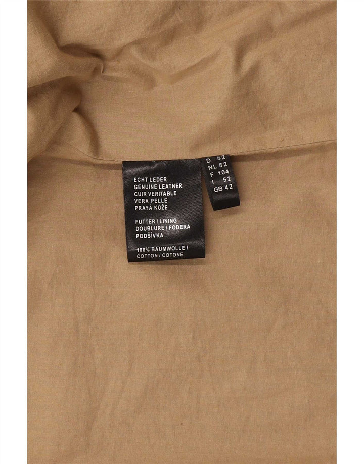 Jaqueta de couro masculina David Moore Reino Unido 42 XL marrom clássico