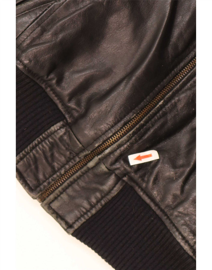 Jaqueta de couro masculina vintage UK 38 média preta