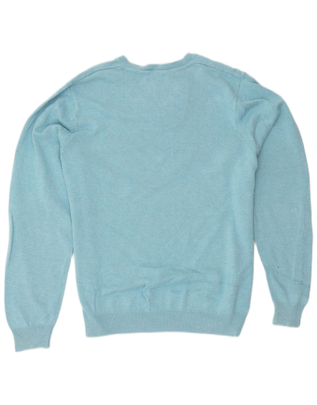 Suéter masculino Marks & Spencer com ajuste regular e decote em V, grande algodão azul