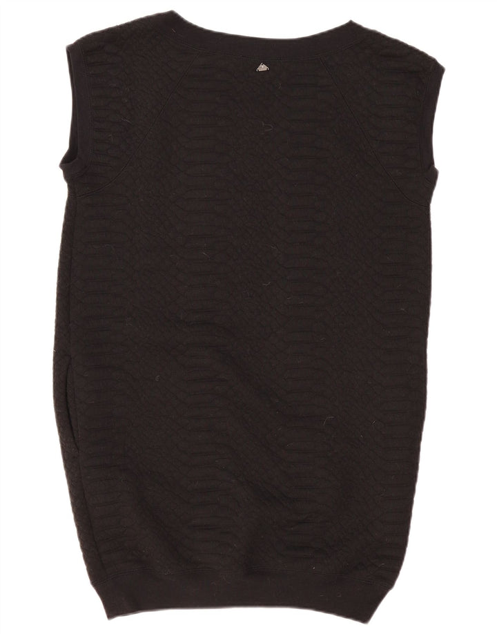 LIU JO Womens Oversized Longline Vest Tank Top UK 10 Small Black Polyester