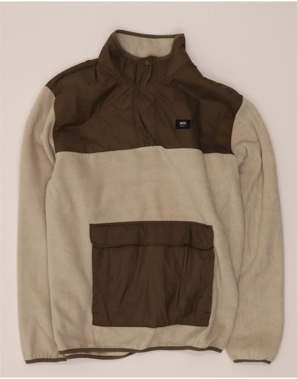 Vans Mens Button Neck Fleece Jumper Grande Branco Colourblock Poliéster
