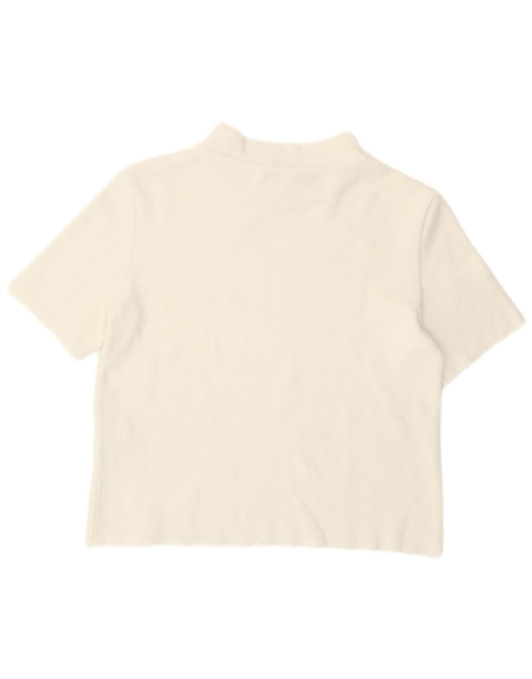 Zara Womens Crop T-Shirt Top UK 12 Médio Algodão Branco