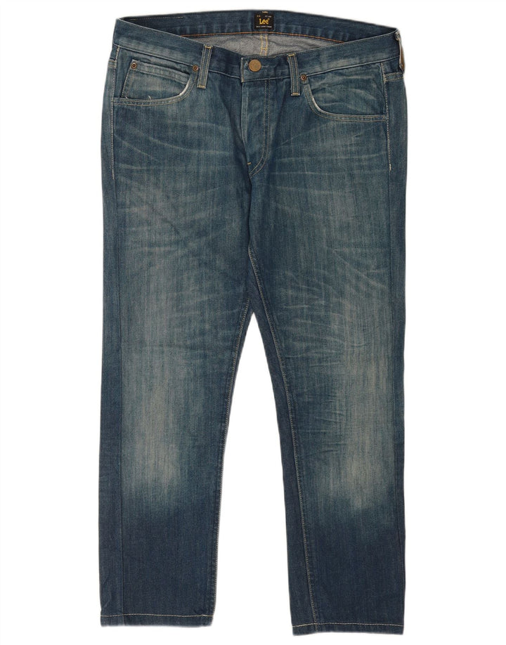 Lee Mens Daren Straight Jeans W33 L26 Azul Algodão