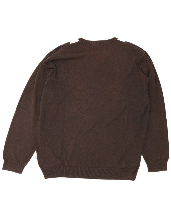 Suéter masculino Paul Smith com decote em V XL marrom Argyle/Diamante