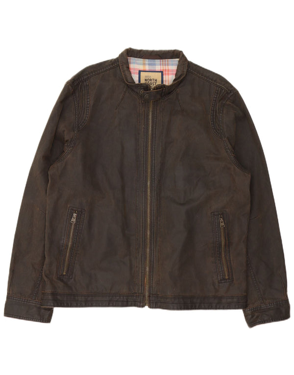 Jaqueta masculina de algodão encerado Marks & Spencer North Coast Reino Unido 42 XL marrom