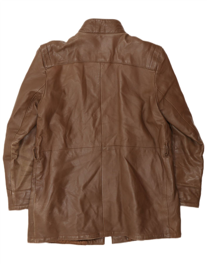 Casaco de couro feminino vintage IT 46 grande couro marrom