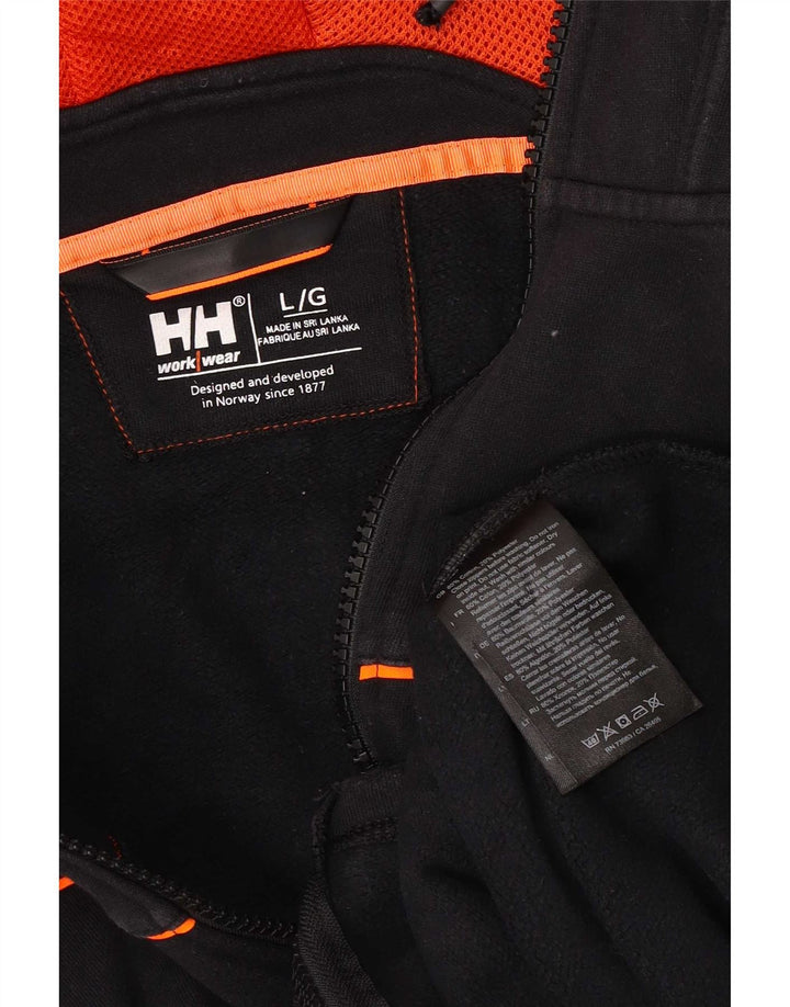 Suéter masculino Helly Hansen com capuz e zíper gráfico grande de algodão preto