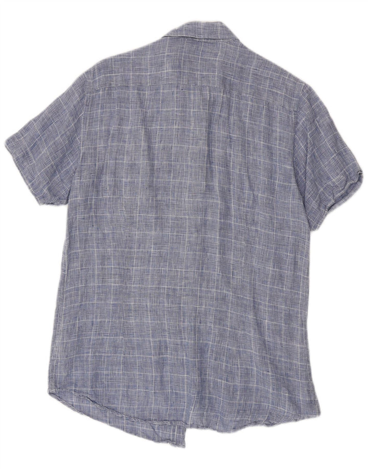 Camisa masculina de manga curta Best Company azul médio Houndstooth