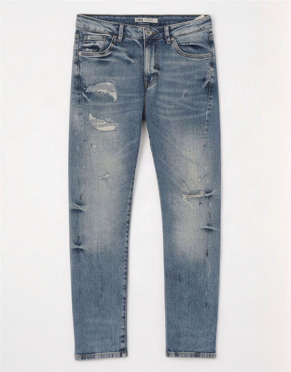 Tommy Hilfiger Mens Jeans Skinny Distressed EU 40 Médio W31 L30 Azul