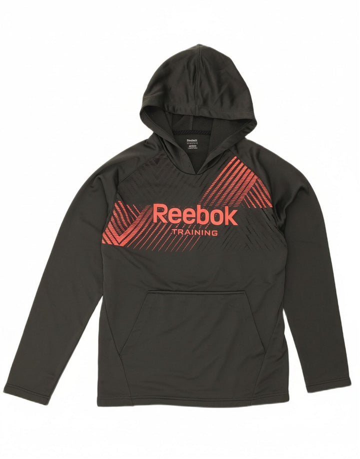 Suéter com capuz gráfico masculino REEBOK poliéster cinza médio