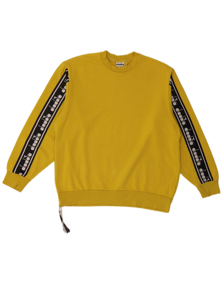 Diadora Mens Graphic Loose Fit Moletom Jumper Pequeno Amarelo Colorblock