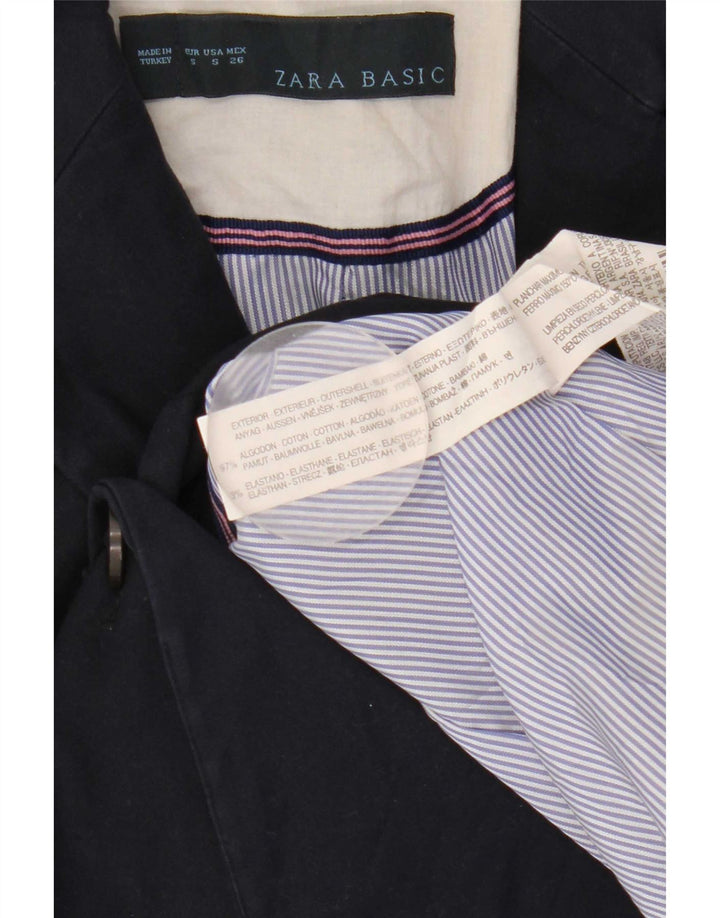 Jaqueta blazer feminina Zara com 1 botão Reino Unido 8 pequeno algodão azul marinho