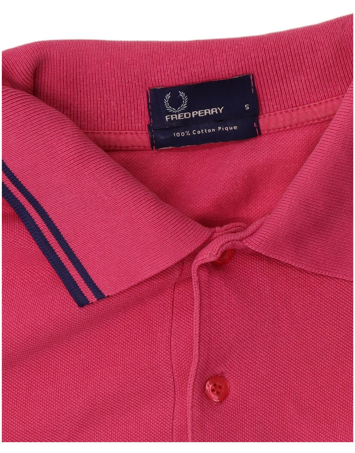 Camisa pólo masculina FRED PERRY pequena de algodão rosa
