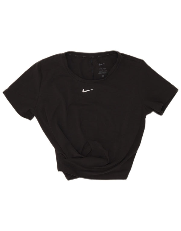 Camiseta feminina Nike Dri Fit Crop Top UK 10 pequena preta poliéster