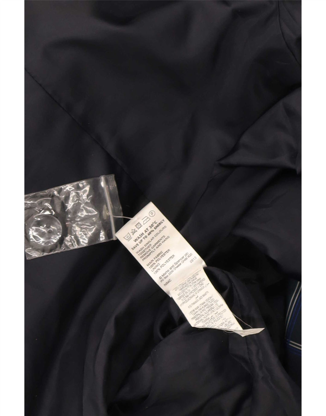 Trench Coat feminino Marks & Spencer Reino Unido 10 pequeno poliéster xadrez azul marinho