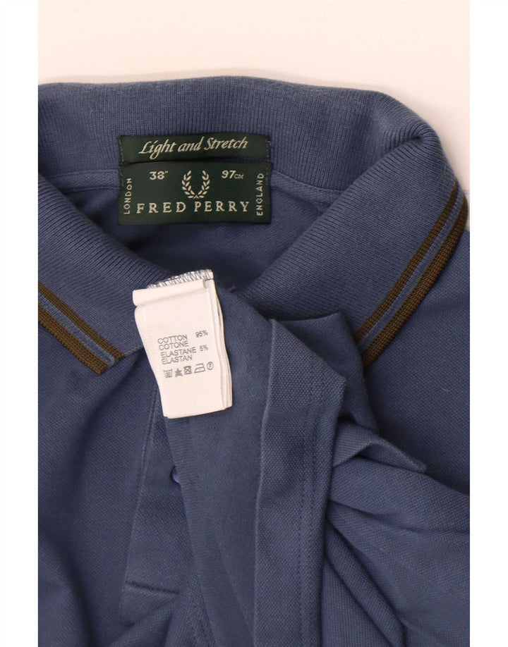 Camisa polo masculina leve e elástica de manga comprida Fred Perry pequena azul marinho