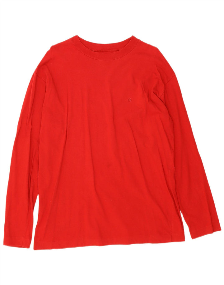 Top masculino BENETTON manga comprida grande algodão vermelho