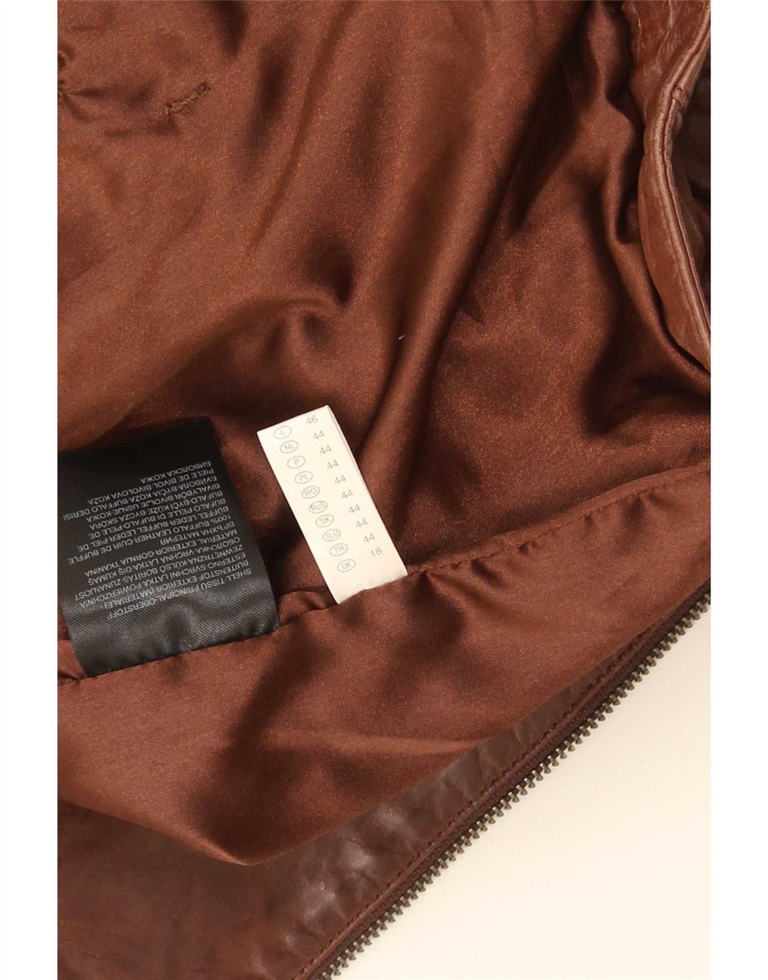 Jaqueta de couro feminina C&A UK 18 XL marrom