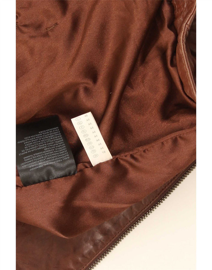 Jaqueta de couro feminina C&A UK 18 XL marrom