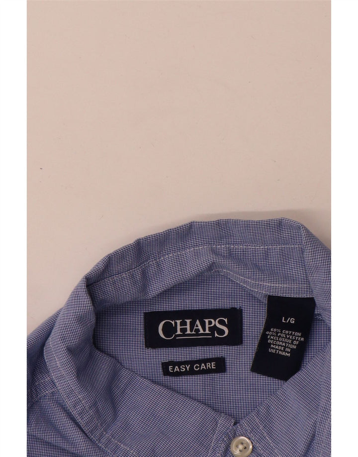 Camisa masculina de manga curta Chaps grande azul houndstooth algodão
