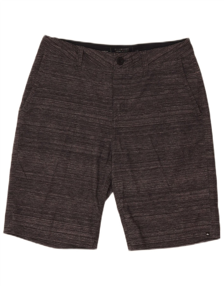 Quiksilver Mens Chino Shorts W28 Pequeno Poliéster Listrado Cinza