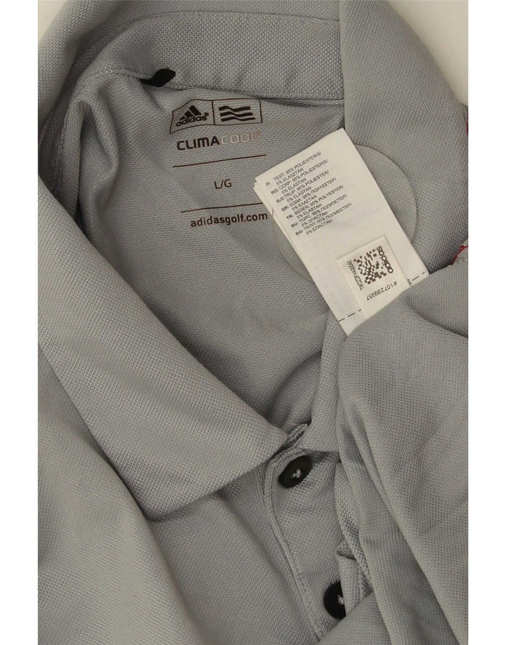 Adidas Mens Climacool Polo Shirt Grande Cinza Colorblock Poliéster