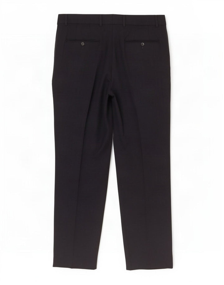 Zara Calça masculina reta de terno UE 44 grande W34 L29 azul marinho poliéster