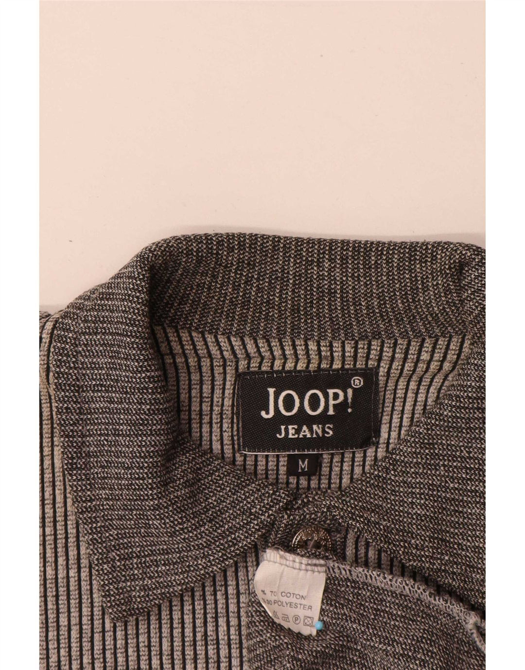 Camisa polo masculina Joop de algodão listrado cinza médio