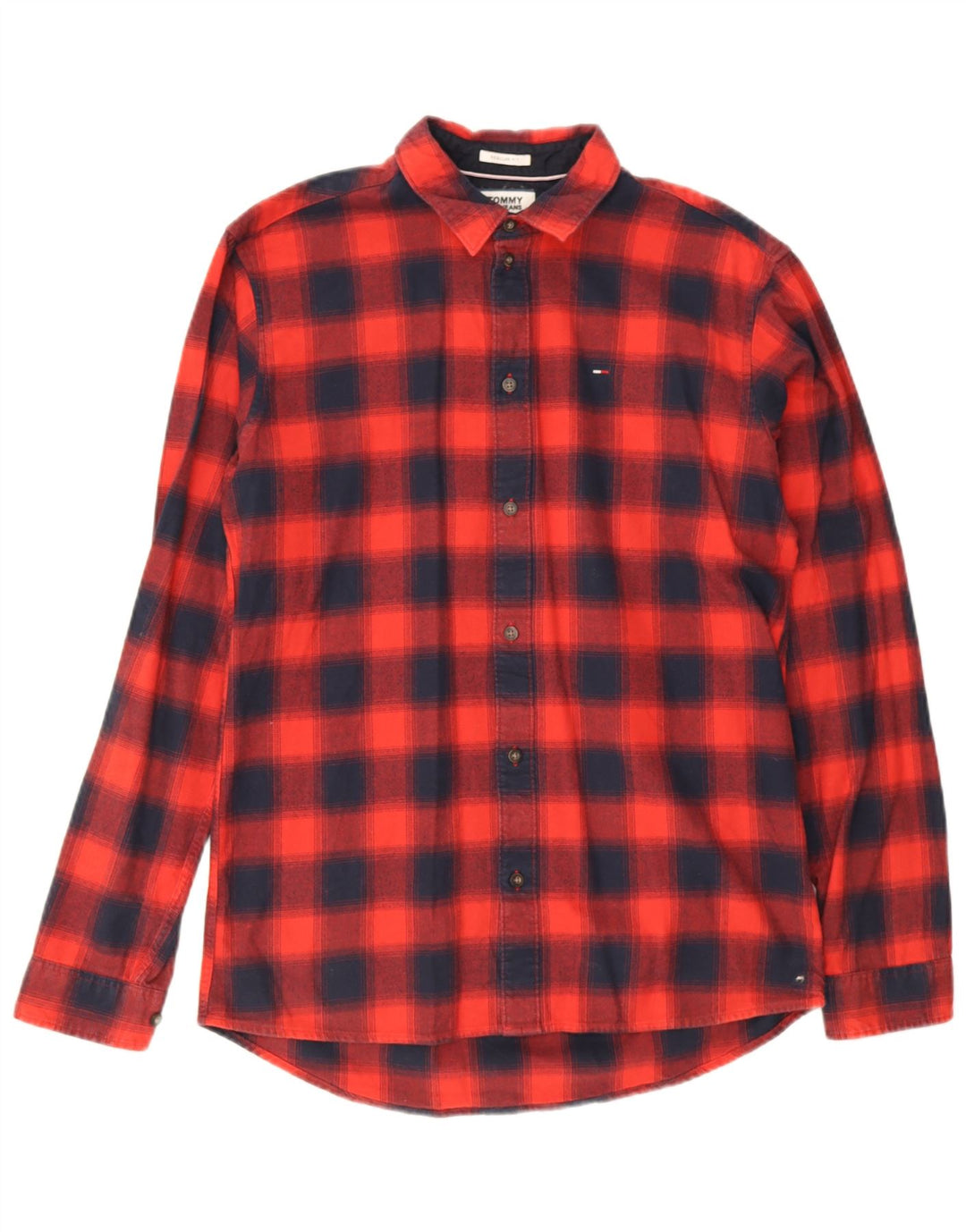 Tommy Hilfiger Camisa masculina de flanela xadrez regular de ajuste médio xadrez vermelho