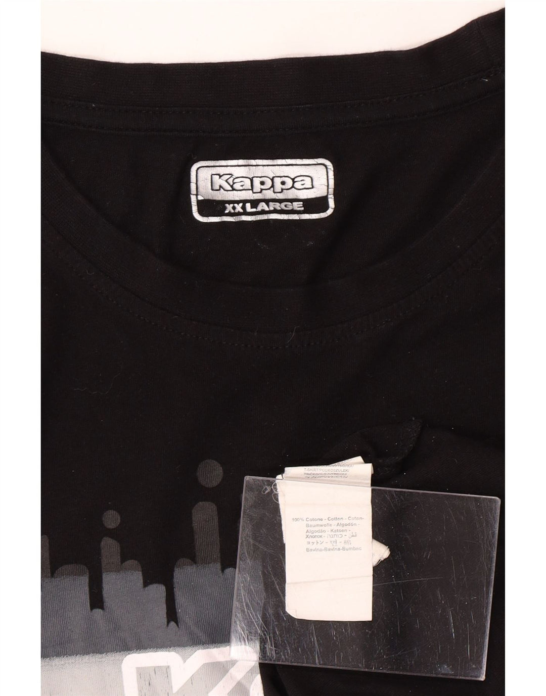 Camiseta gráfica masculina KAPPA Top 2XL algodão preto