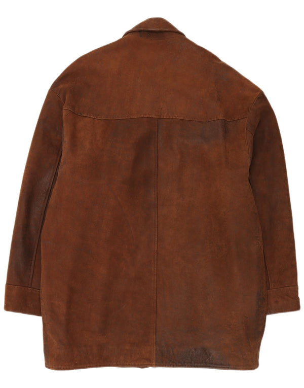 Casaco de couro masculino vintage UK 40 grande marrom