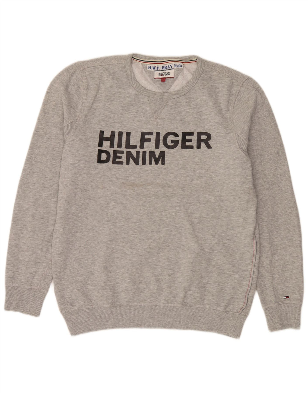 Tommy Hilfiger moletom gráfico masculino jumper grande algodão cinza