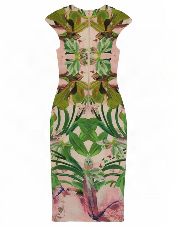 Vestido bodycon feminino Ted Baker tamanho 1 XS poliéster floral multicolorido