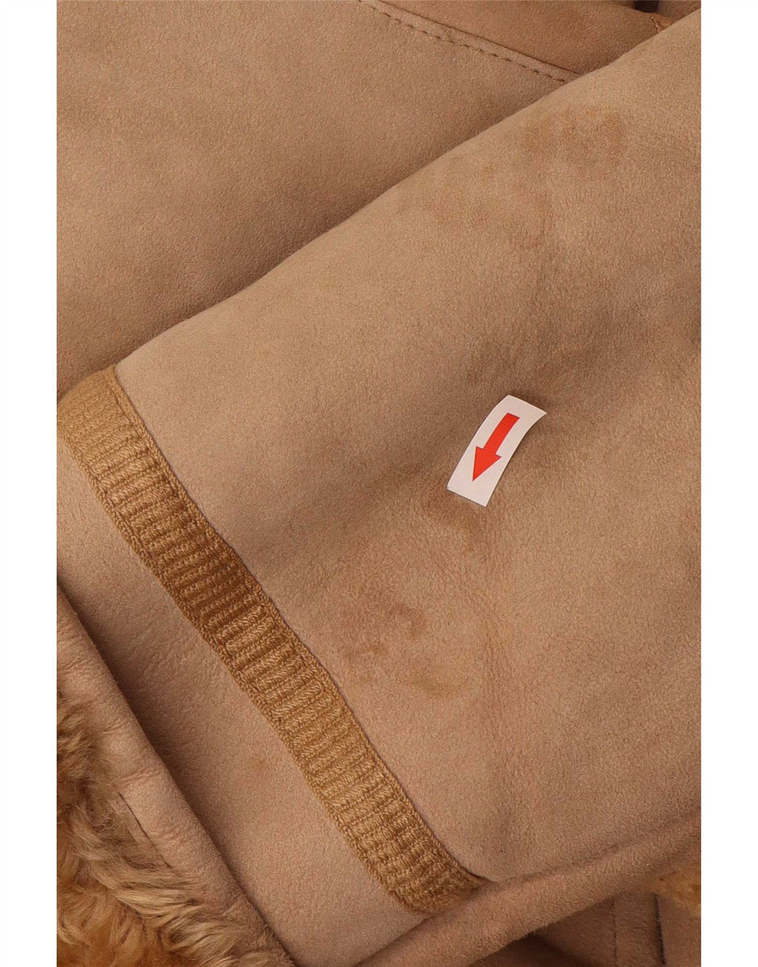 Casaco feminino vintage de shearling IT 44 couro bege médio