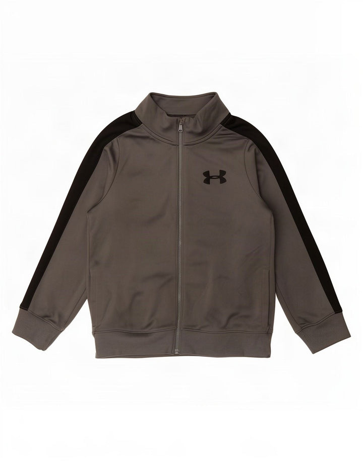 Under Armour Boys Tracksuit Top Jacket 7-8 anos pequeno cinza colorblock