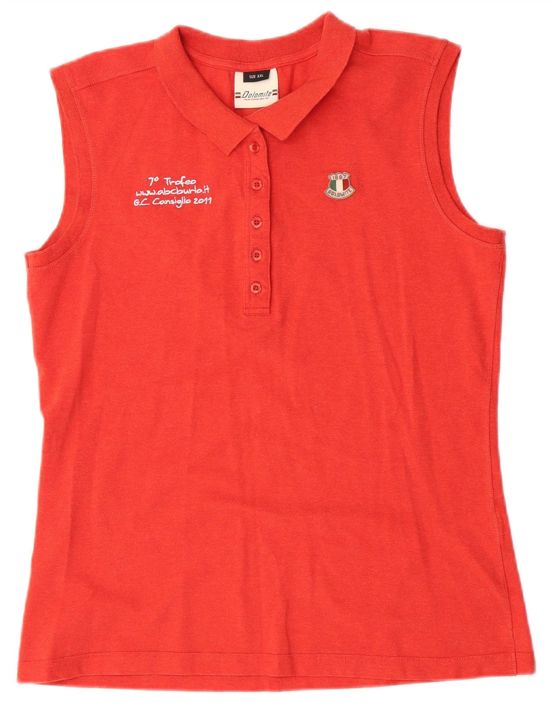 Camisa polo feminina sem mangas Dolomite 2XL algodão vermelho