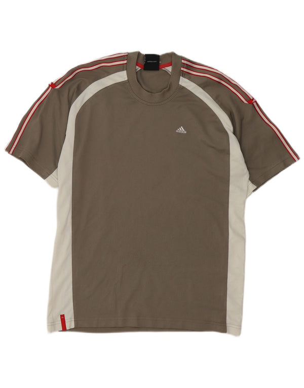 Adidas Mens Camiseta Top Pequeno Cinza Colorblock Poliéster