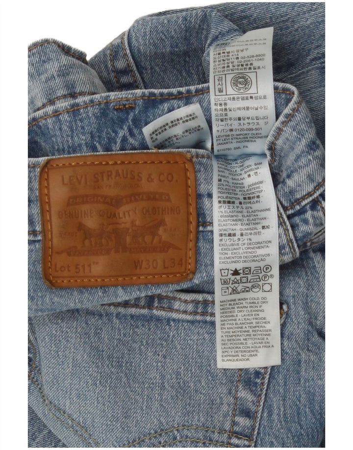 Levi's Masculino 511 Slim Jeans W30 L34 Azul Algodão