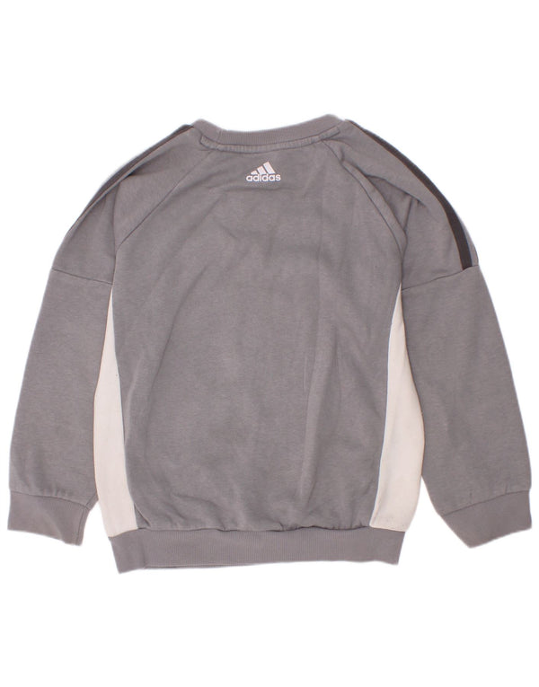 Adidas Meninos Moletom Gráfico Jumper 6-7 Anos Cinza Colorblock Algodão