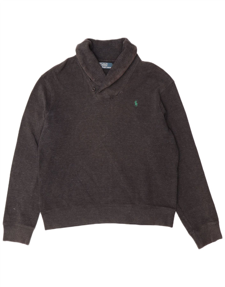 Suéter masculino POLO RALPH LAUREN com gola xale e algodão cinza grande
