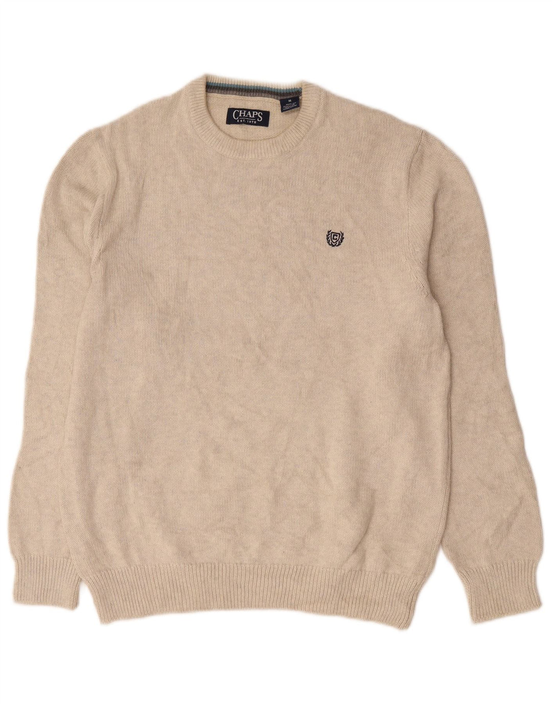 Suéter masculino Chaps com gola redonda e algodão branco médio