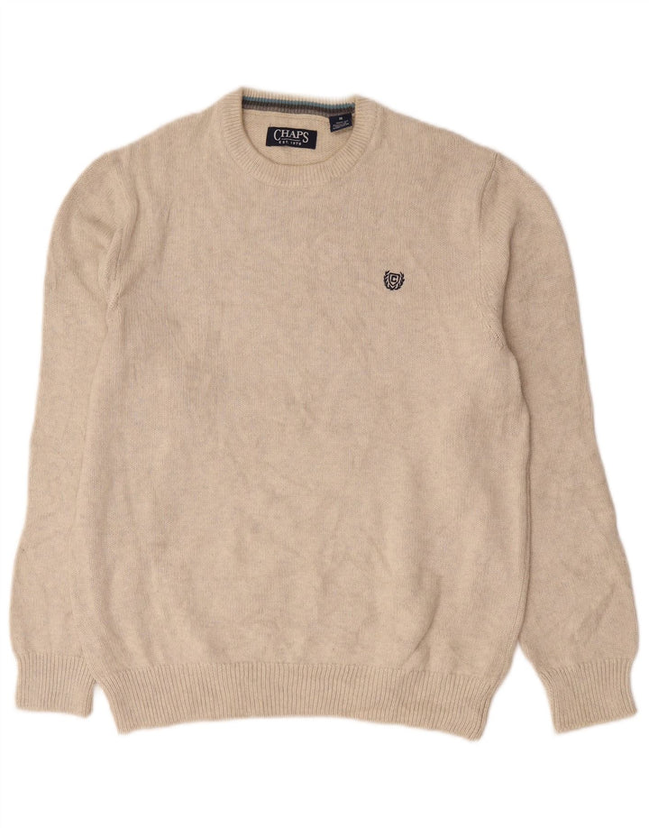 Suéter masculino Chaps com gola redonda e algodão branco médio